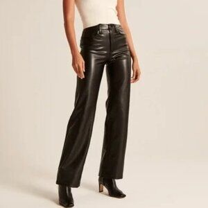 Abercrombie And Fitch The 90s Relaxed High Rise Vegan Leather Pant 30/10 Long
